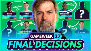 FINAL FPL DECISIONS FOR GW27! Solanke & Richarlison Injuries! ⚠️🚨 | Fantasy Premier League 2023-24