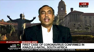 How Department of Health is dealing with coronavirus case: Dr. Anban Pillay