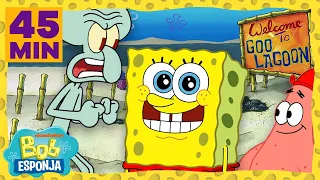 Bob Esponja | Diversão na Lagoa Goo por 45 minutos! | Bob Esponja em Português