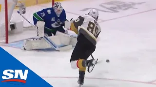 Alex Tuch Gets Puck On Backhand And Rips Shot Past Jacob Markstrom