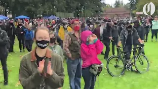 Hundreds gather at Peninsula Park and Vanport to counter-protest Portland Proud Boys rally