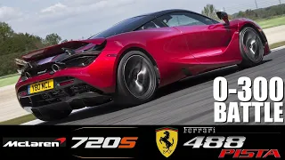 WHICH SUPERCAR IS FASTER? MCLAREN 720S VS  FERRARI 488 PISTA 0-100 0-200 0-300 km/h TOP SPEED 👌