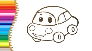 How to draw cartoon CAR 🚗 step by step🌈.Easy drawing and coloring.🖌🎨🖍#art #drawing #colouring