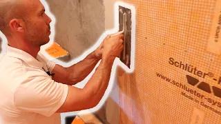 WATERPROOFING A MASSIVE SHOWER!!!---Part 1: Installing Kerdi Membrane