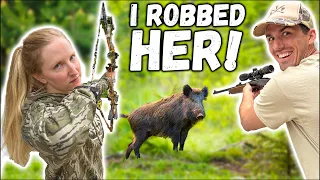 Hog Hunting w/ Bows and Guns (3 Pigs Down!)