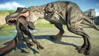 🔴T-REX vs ALL LARGE & MEDIUM CARNIVORE AND HERBIVORE - Jurassic World Evolution 2