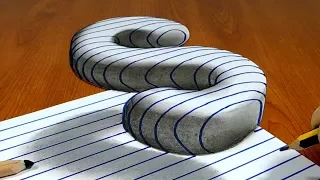 3D Trick Art On Line Paper, Floating Letter S