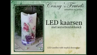 LEDkaars met servet / LED candle with napkin decoupage