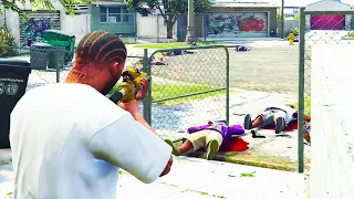 GTA 5 - FRANKLIN'S FIVE STAR COP BATTLE at GROVE STREET - GTA V POLICE SHOOTOUT RAMPAGE