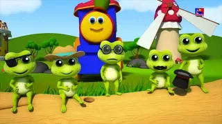 Боб Поезд Пять маленьких пятнистых лягушек Детские стишки Bob Train Five Little Speckled Frogs