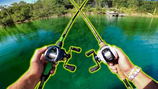 Impossible DOUBLE Rod and Reel Fishing CHALLENGE! (Fishing UBER Clear Lake)