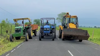 JCB 3dx loading Mud in Trolley with Sonalika 60 Rx and John Deere 5050 E Tractor