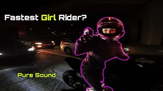 Riding With The Fastest Girl Rider In Dallas | ZX6R, ZX10R & S1000RR Night Group Ride | Pure Sound