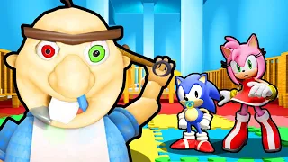 BABY SONIC AND AMY VS ESCAPE BABY BOBBY DAYCARE IN ROBLOX