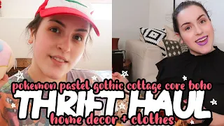 THRIFT HAUL TRY ON! Home Decor + Plus Size Clothes ft Pokémon Master Cosplay