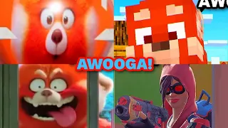 AWOOGA! Turning Red Movie Vs. ROBLOX Vs. MINECRAFT Vs. FORTNITE!