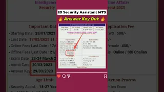 IB SECURITY ASSISTANT MTS ANSWER KEY OUT ✌ #shorts