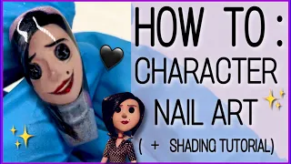 HOW TO: Character Nail Art + Shading | In Depth DIY Tutorial using Beetles | Coraline Other Mother