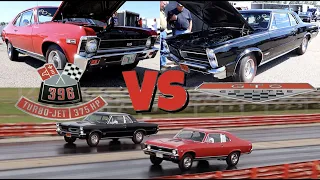 1968 Nova SS L89 vs 1965 GTO (Royal Bobcat) - PURE STOCK DRAG RACE