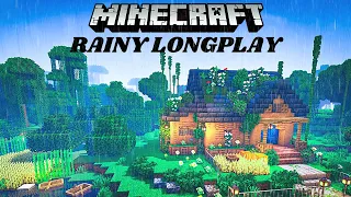 Minecraft Rainy Longplay | Tropical Jungle Cottage (No Commentary)