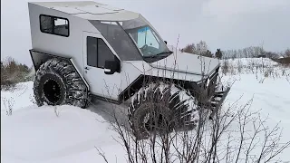 Вездеход болотоход ТАЕЖНЫЙ МИШКА по глубокому снегу