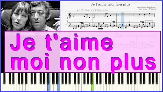 Je t''aime moi non plus (Serge Gainsbourg) Piano Solo Easy Funk & ballade/ Partition/Tutoriel