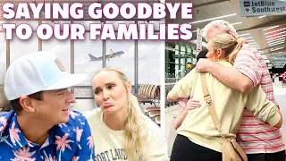 SAYING GOODBYE TO FAMILY 7 TIMES IN ONE DAY! 😢 LEAVING FAMILY TO FLY ACROSS THE COUNTRY BACK HOME ✈️