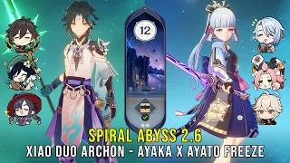 C0 Xiao Duo Archon and C0 Ayaka x Ayato Freeze - Genshin Impact Abyss 2.6 - Floor 12 9 Stars