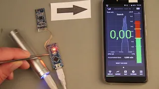 DEMO: Arduino, CC2541 (AT-09, HM10) Bluetooth-Module BLE and 'ATOM FAST' App as a geiger counter