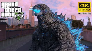 GTA 5 - Godzilla Arrives in New York City... (4K Ultra HD Gameplay)