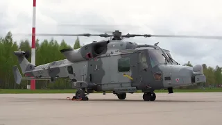 British Army Wildcat reconnaissance helicopters on deployment in Lithuania