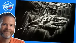 Drawing a Shark with White Charcoal - Live Drawing Exercise