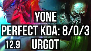 YONE vs URGOT (TOP) | 8/0/3, Legendary, 400+ games | KR Master | 12.9