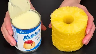 Beat condensed milk with pineapple! Few people know this trick! No-bake dessert!