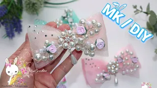 100% НЕЖНОСТИ! Праздничная заколка для принцессы / МК канзаши / DIY holiday hairpin