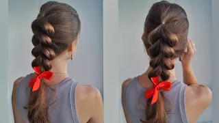 ФРАНЦУЗСКАЯ ОБЪЕМНАЯ КОСА, ВМЕСТО ОБЫЧНОЙ КОСИЧКИ/VOLUMINOUS BRAID.LONG-MEDIUM HAIR