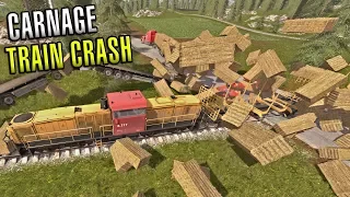 TRAIN CRASH CARNAGE | BALES GO FLYING!