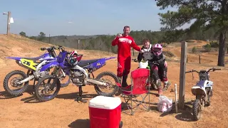 Kids dirt bike trip to Monster mountain MX park Dad wrecked his yz450 Ouch!!