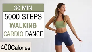 5000 STEPS IN 30 MIN - Walking Cardio Dance Workout to Burn Fat, Mood Booster, No Repeat, No Jumping