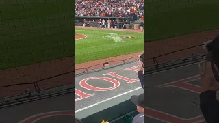 Gerrit Cole playing peek-a-boo with a baby in the crowd