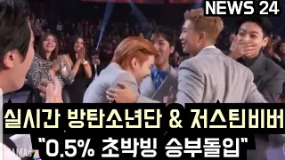 [방탄소년단] 실시간 BTS & 저스틴비버  "0.5% 초박빙 승부 돌입"  (BTS runs neck and neck with Justin Bieber)