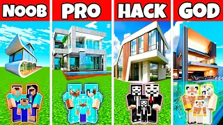 Minecraft Battle: FUTURE PRIME HOUSE BUILD CHALLENGE - NOOB vs PRO vs HACKER vs GOD