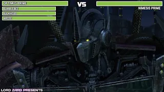 Autobots Vs Nimesis Prime Full fight WITH HEALTHBARS (Transformers prime)