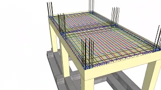 Two way RC solid slabs | beams | columns | rebar placement | reinforcement details - 3D animation