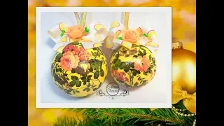 DIY🎈ШАР НА НОВОГОДНЮЮ ЕЛОЧКУ СВОИМИ РУКАМИ В ТЕХНИКЕ ДЕКУПАЖ на пенопластовой основе🎈Анна Кохан🎈МК🎈