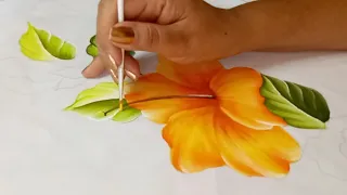 Como Pintar Manteles / Hibiscos / Tutorial Pintura Textil