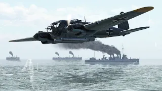 【１分動画 】雷装したHe 111が英輸送船を雷撃