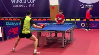 Ma Long & Tomokazu Harimoto Training at the 2019 Men's World Cup