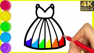 How to draw rainbow Frock 🌈 Dress drawing in easy way step by step // Girls Frock dress with Colour.