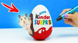 РИСУЮ КИНДЕР СЮРПРИЗ 3D РУЧКОЙ | КЛАДОВАЯ В ДОМ  ДЛЯ ХОМЯКА 🐹 DIY | KINDER SURPRISE 3D PEN